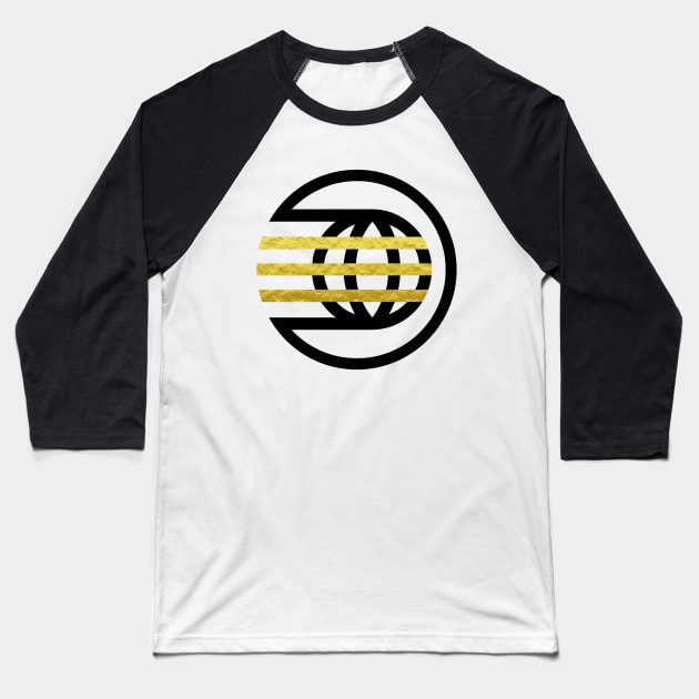 Black and Gold Spaceship Earth Logo Baseball T-Shirt by FandomTrading